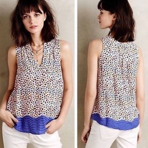 ANTHROPOLOGIE Maeve Enna Polka Dot Stripe Short Sleeve Tank Top